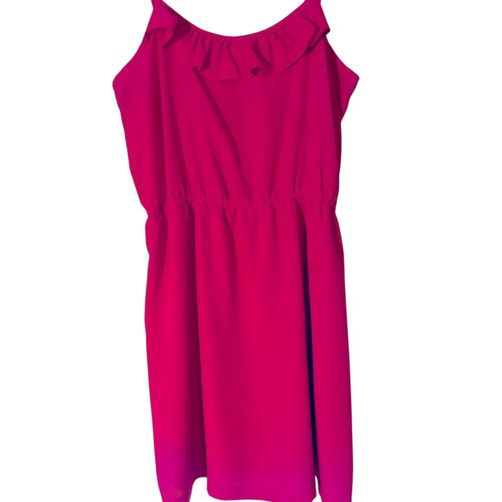 Forever 21 Dark Pink Mini Dress w/ a Ruffle‎ Top Adjustable Straps Women’s Large